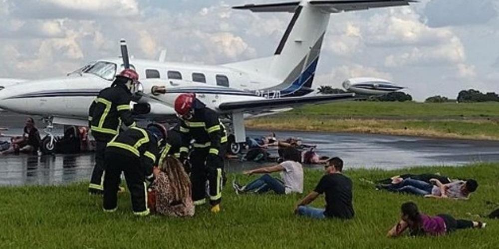 Alunos da Etec de Rio Preto simulam resgate de acidente aéreo